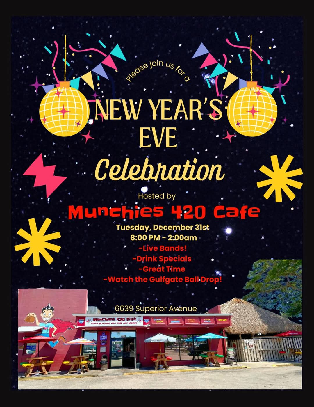 New Years Eve Celebration in Gulf Gate Sarasota Florida at Munchies 420